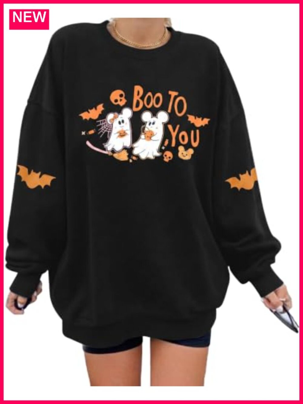Oversized Halloween Spooky Season Crewneck Sweatshirt Cotton Blend